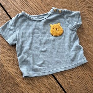 Cloud Island Blue Tee with Yellow Bear Patch